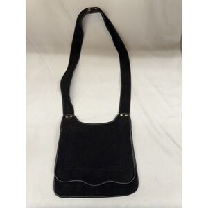 Vintage Suede Purse Black With Brass Colored Studs 1970s Mr. R